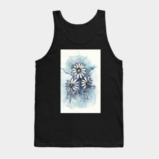 Three Sweet Wild Daisies in Ink and Watercolor Tank Top